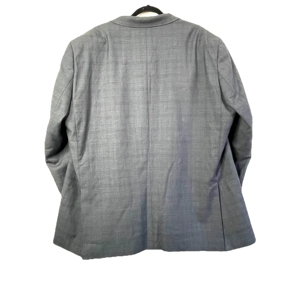 Geoffrey Beene‎ Gray Blue Windowpane Blazer 52R  2 Button Rayon Suit Jacket